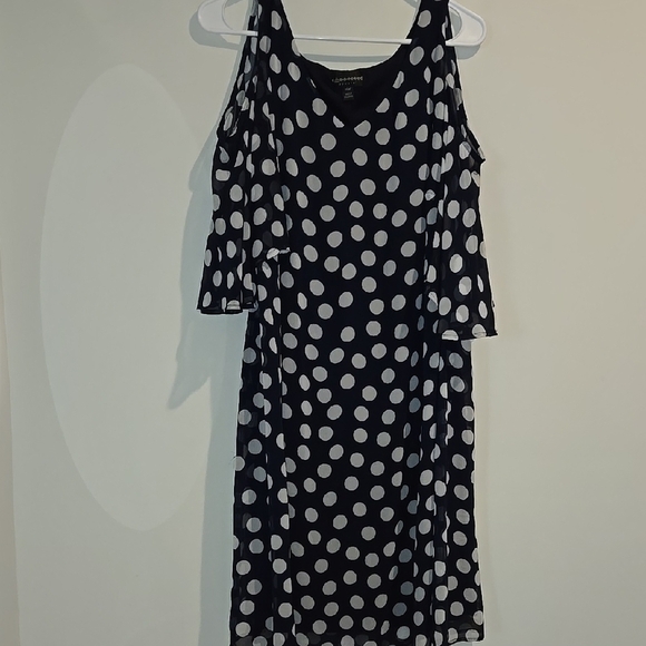 Connected Apparel Blue and Black Ruffled Cut Out Midi Dress - Picture 1 of 5